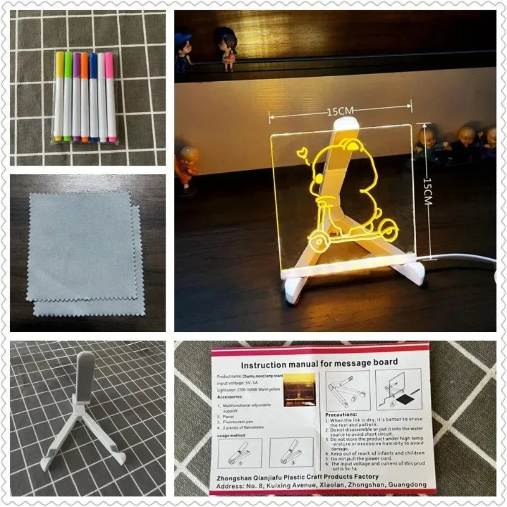 Colors Acrylic LED Drawing Board with Light Interactive Dry Erase Boards Clear Lumiboard Kids