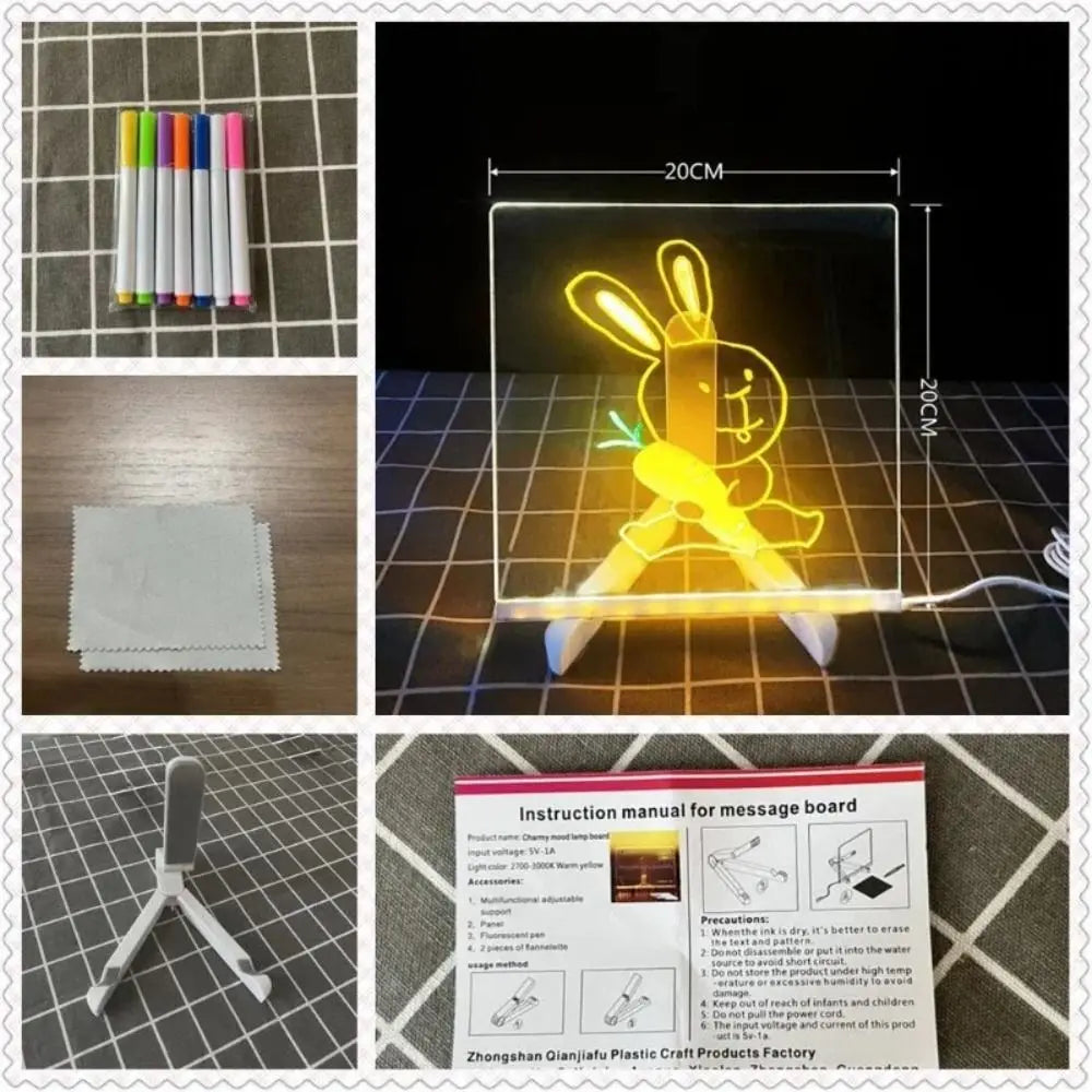 Colors Acrylic LED Drawing Board with Light Interactive Dry Erase Boards Clear Lumiboard Kids