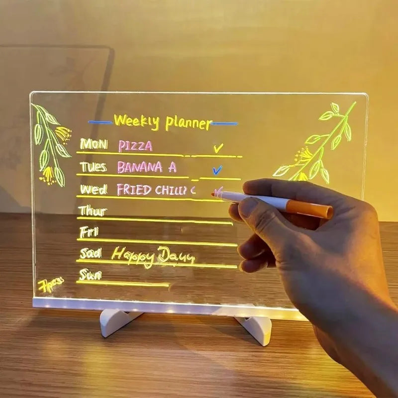 Personalized LED Lamp Acrylic Message Note Board Erasable USB Childrens Drawing Board Bedroom Night Light Birthday Kids Gift